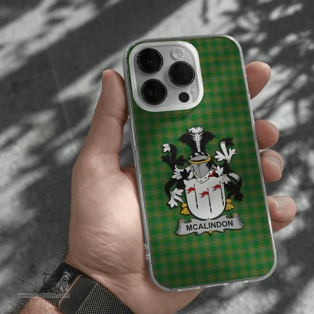 Irish McAlindon or McAlindem Coat of Arms Family Crest Ireland Phone Case Irish National Tartan Irish County Phone Case