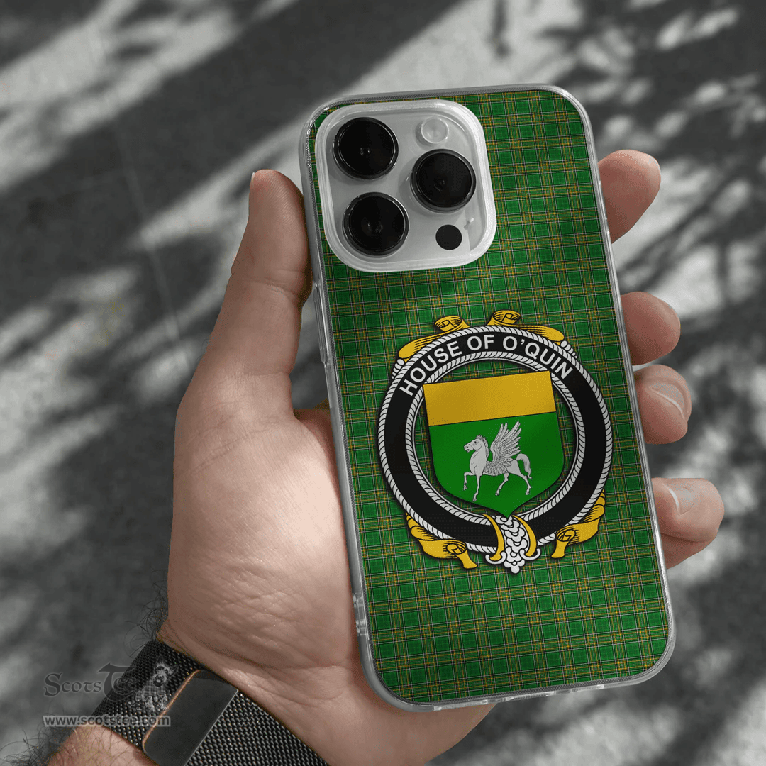 Irish House of O QUIN (Annaly) Coat of Arms Family Crest Ireland Phone Case Irish National Tartan Irish County Phone Case