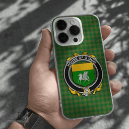 Irish House of O QUIN (Annaly) Coat of Arms Family Crest Ireland Phone Case Irish National Tartan Irish County Phone Case