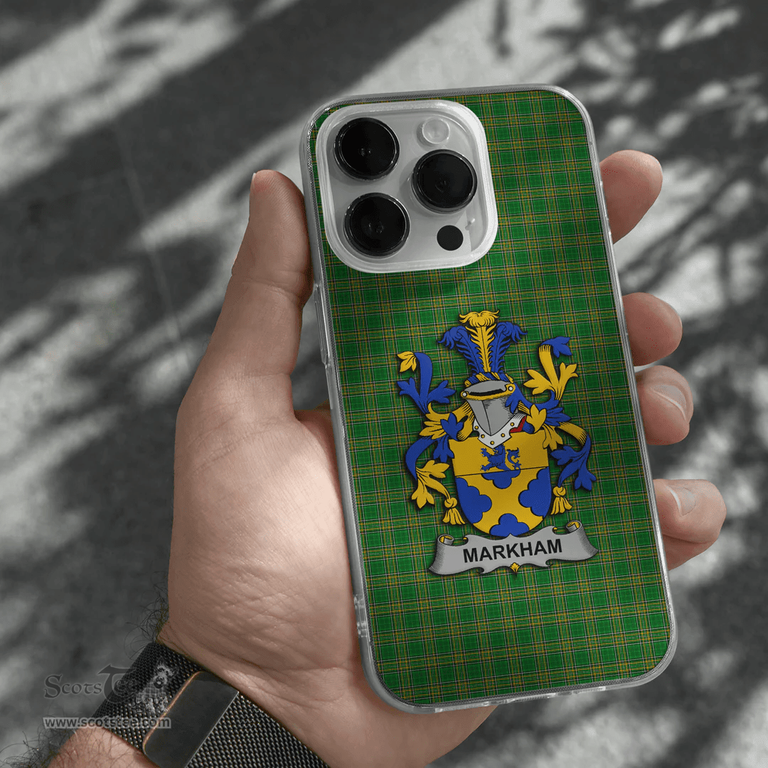 Irish Markham Coat of Arms Family Crest Ireland Phone Case Irish National Tartan Irish County Phone Case
