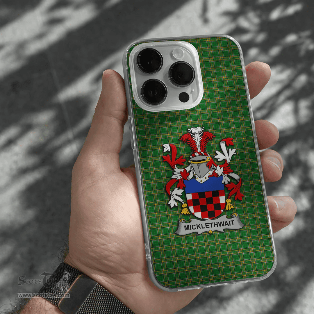 Irish Micklethwait Coat of Arms Family Crest Ireland Phone Case Irish National Tartan Irish County Phone Case