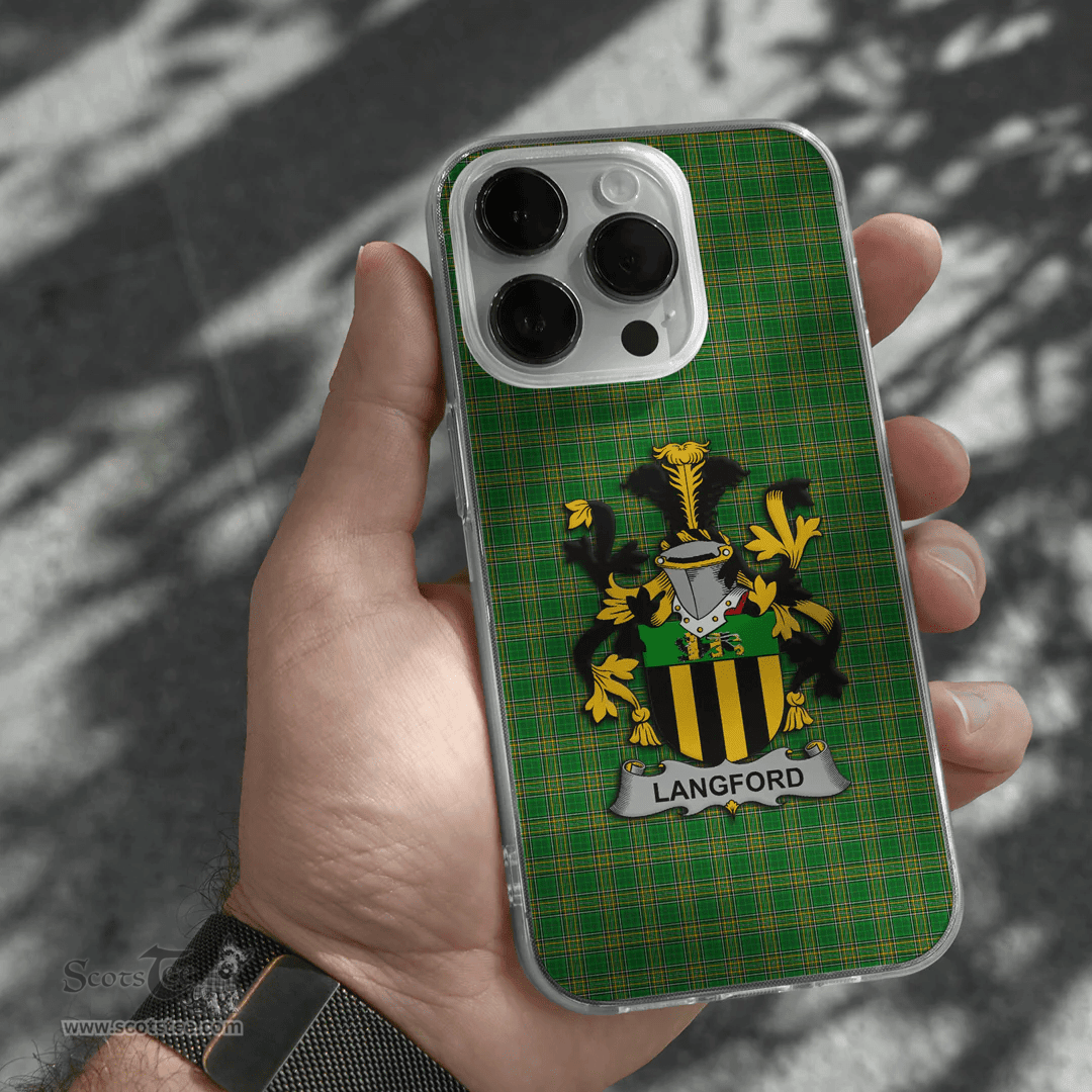 Irish Langford Coat of Arms Family Crest Ireland Phone Case Irish National Tartan Irish County Phone Case