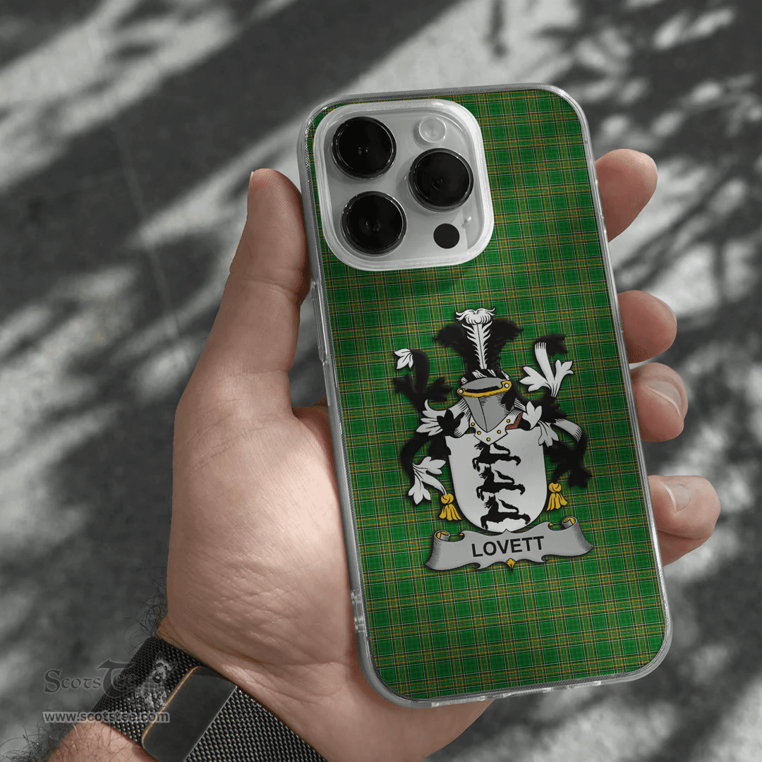 Irish Lovett Coat of Arms Family Crest Ireland Phone Case Irish National Tartan Irish County Phone Case