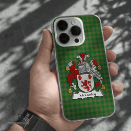Irish McCauley Coat of Arms Family Crest Ireland Phone Case Irish National Tartan Irish County Phone Case