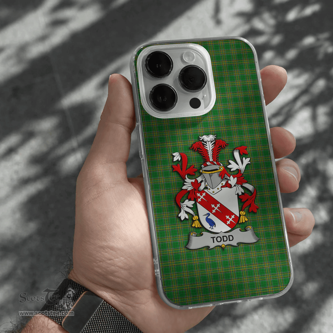Irish Todd or Tod Coat of Arms Family Crest Ireland Phone Case Irish National Tartan Irish County Phone Case