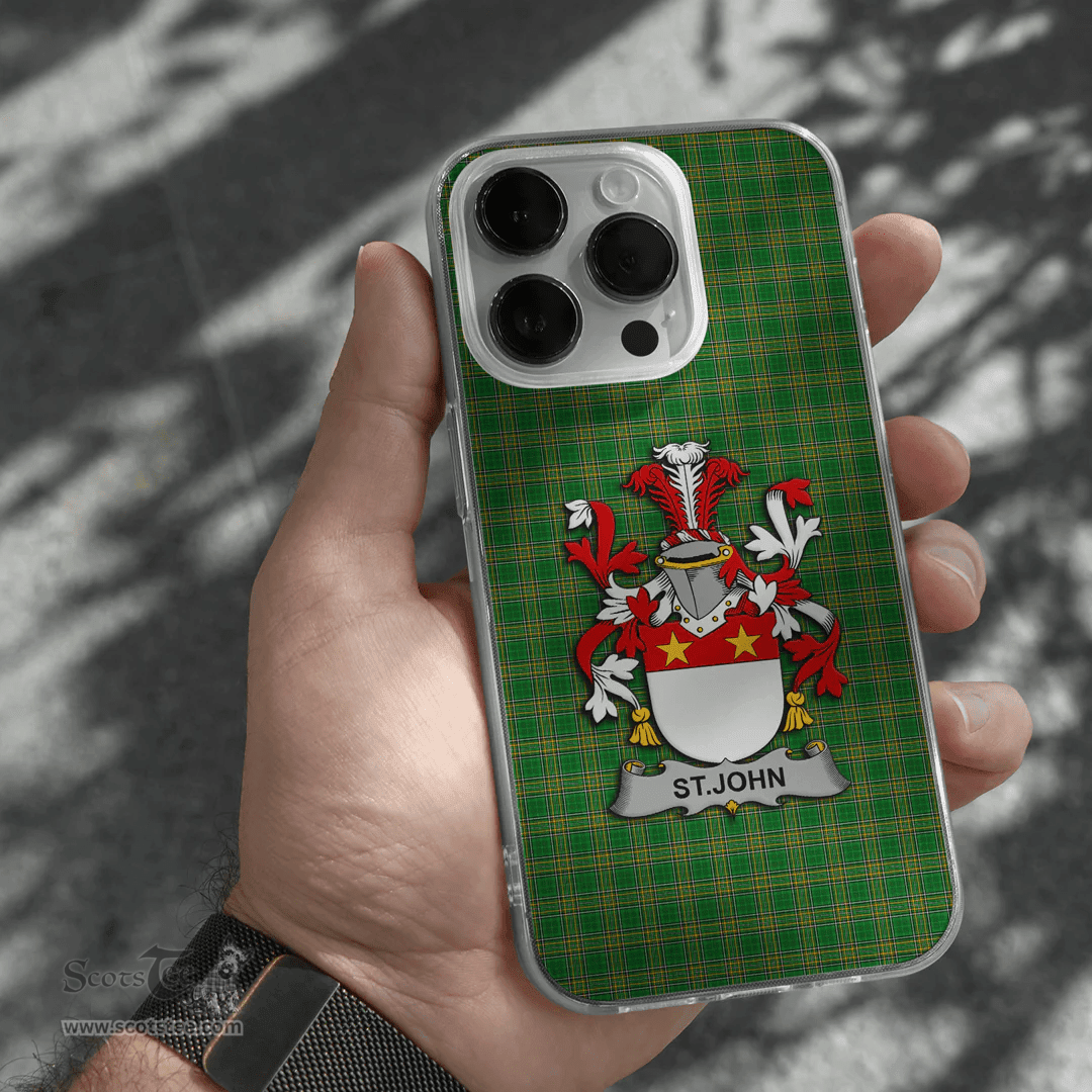 Irish St.John Coat of Arms Family Crest Ireland Phone Case Irish National Tartan Irish County Phone Case