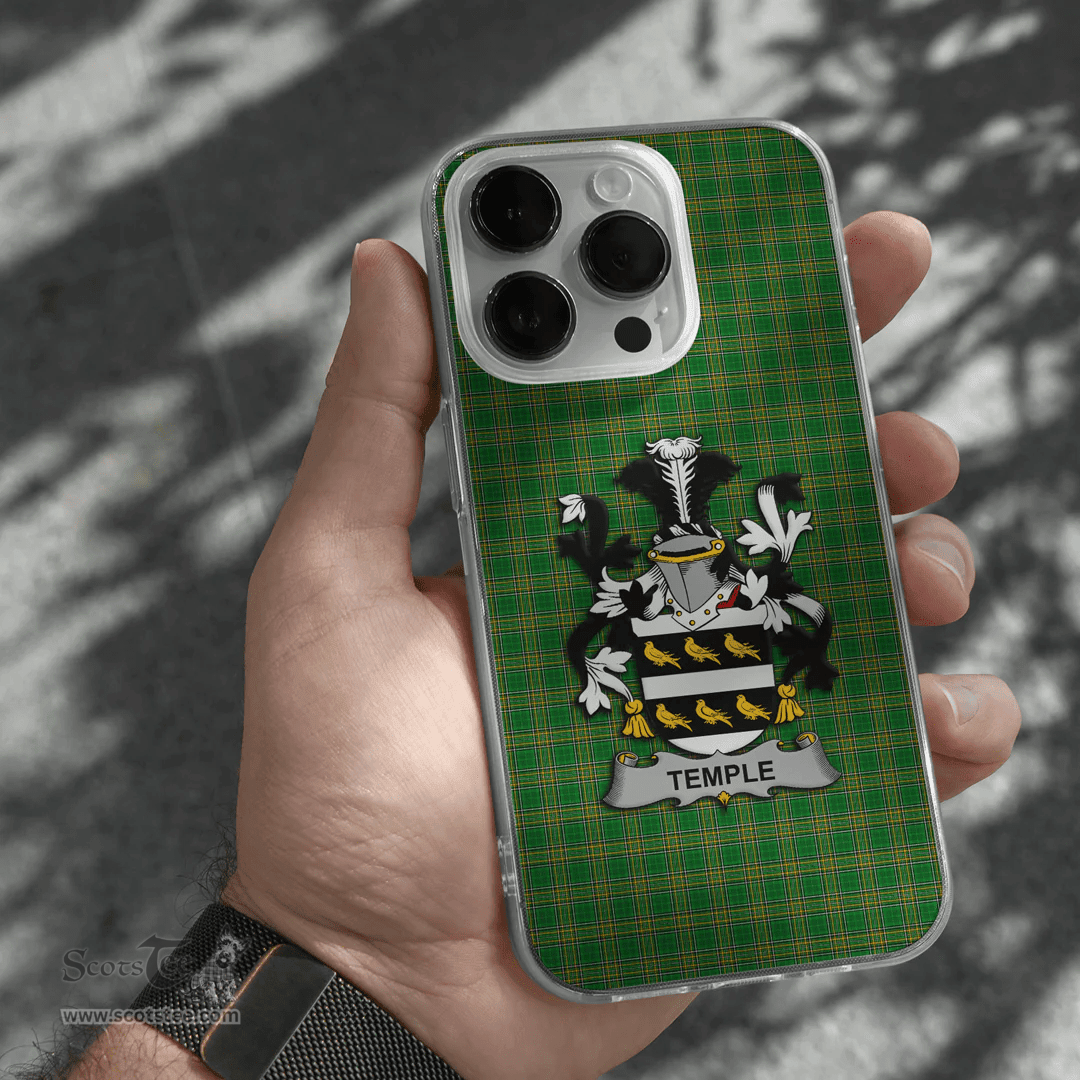 Irish Temple Coat of Arms Family Crest Ireland Phone Case Irish National Tartan Irish County Phone Case