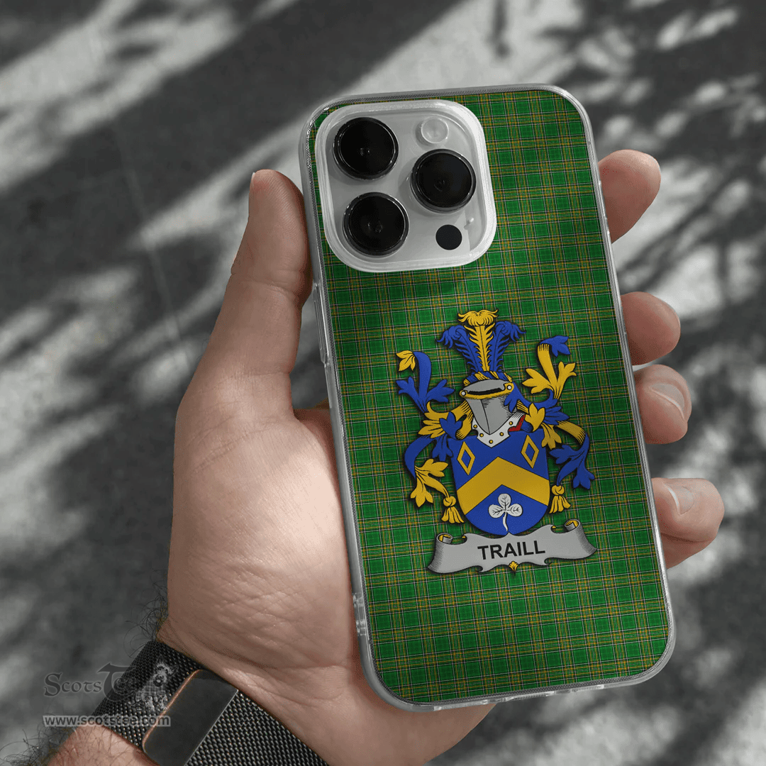 Irish Traill or Trayle Coat of Arms Family Crest Ireland Phone Case Irish National Tartan Irish County Phone Case