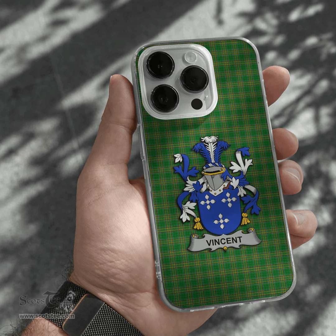 Irish Vincent Coat of Arms Family Crest Ireland Phone Case Irish National Tartan Irish County Phone Case
