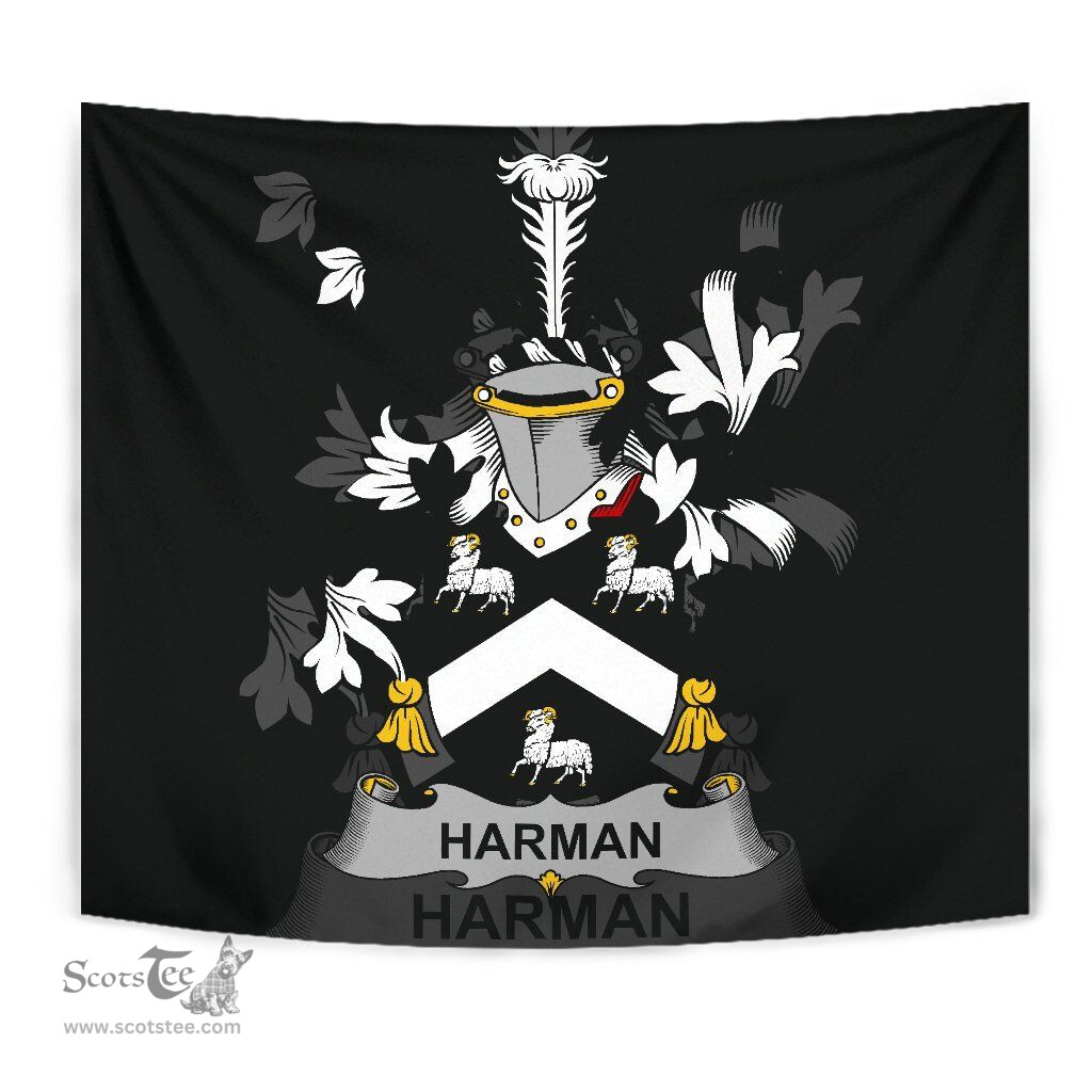 Irish Harman Coat of Arms Family Crest Ireland Tapestry Irish Tapestry