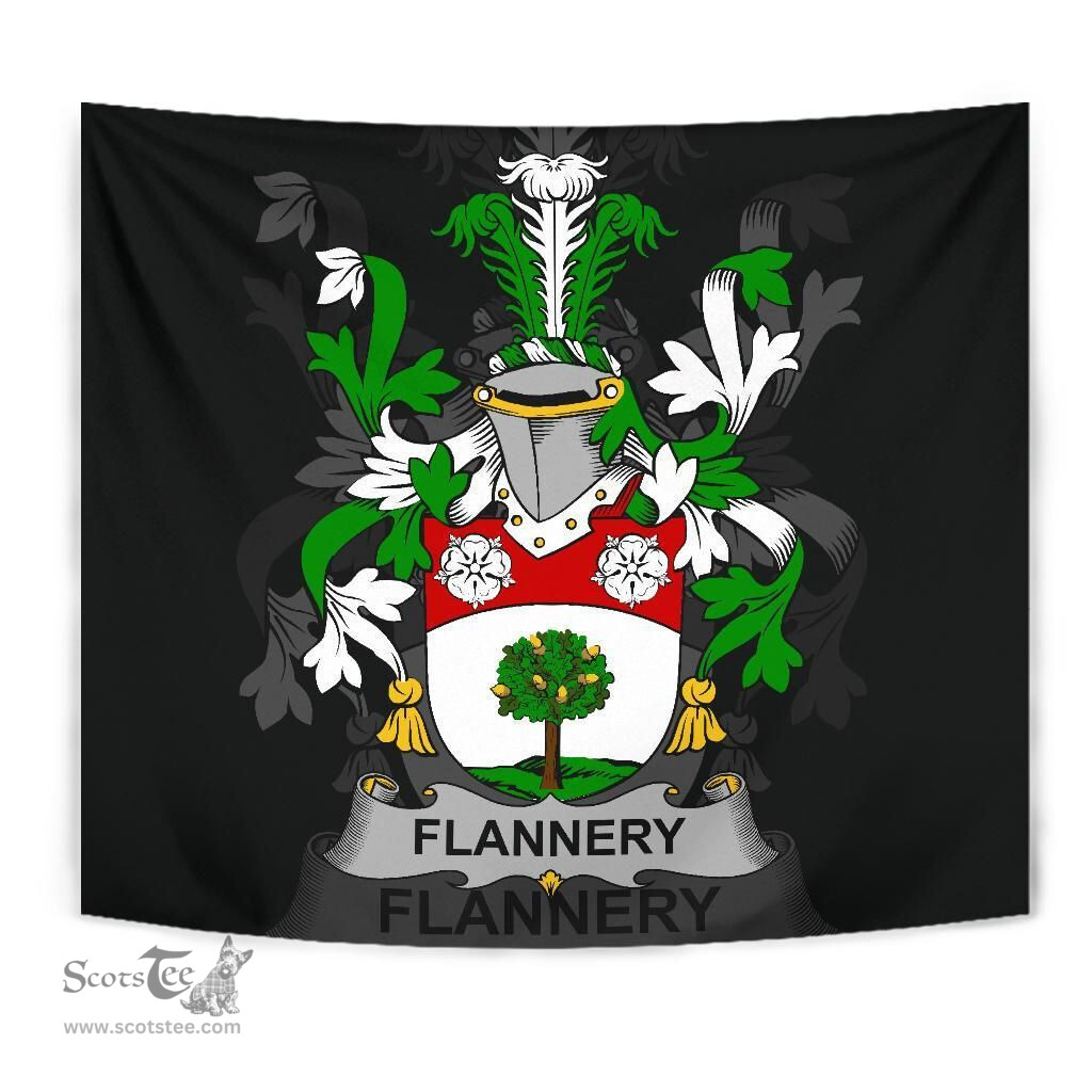 Irish Flannery or O'Flannery Coat of Arms Family Crest Ireland Tapestry Irish Tapestry