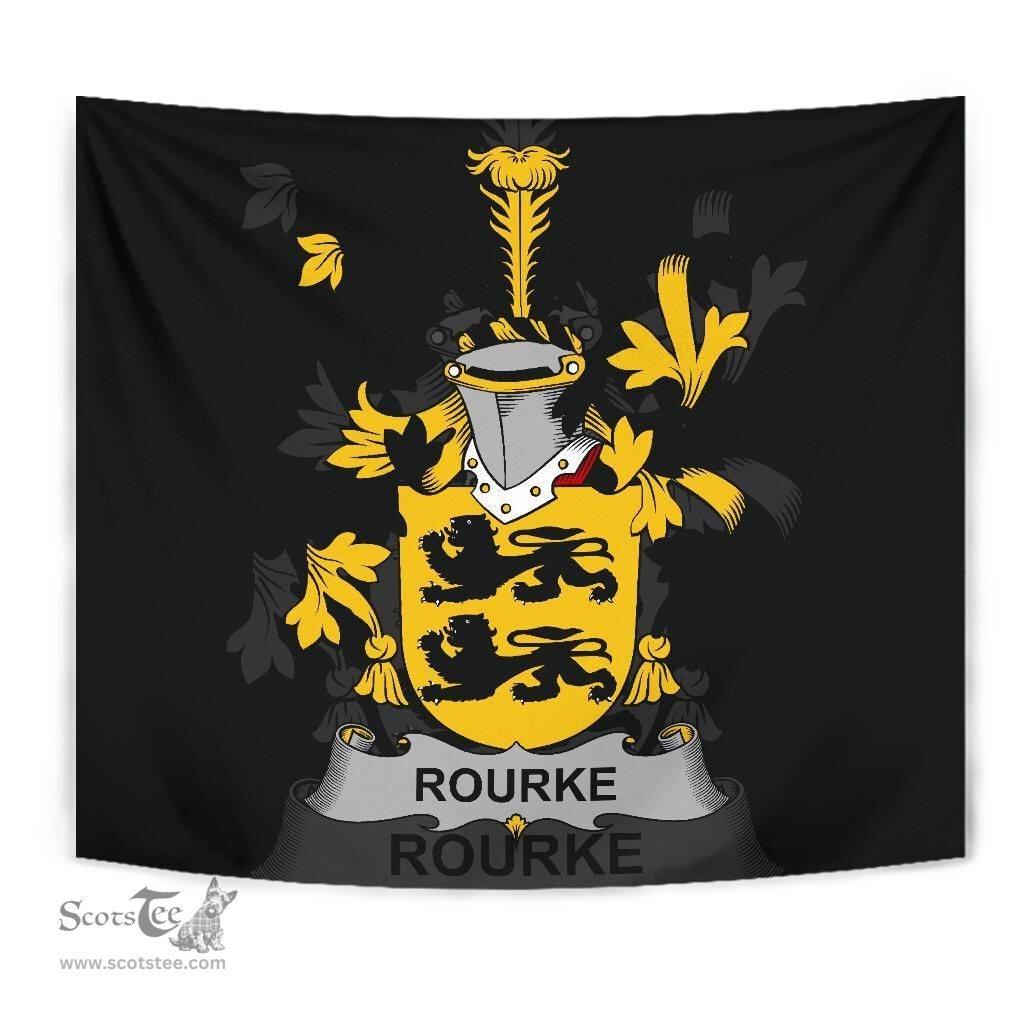 Irish Rourke or O'Rourke Coat of Arms Family Crest Ireland Tapestry Irish Tapestry