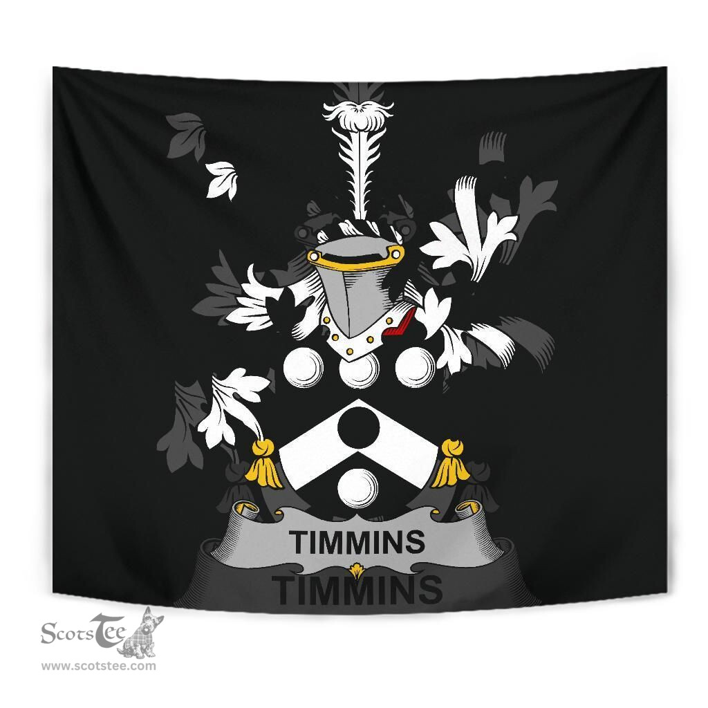 Irish Timmins Coat of Arms Family Crest Ireland Tapestry Irish Tapestry