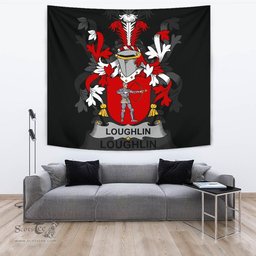 Irish Loughlin or O'Loughlin Coat of Arms Family Crest Ireland Tapestry Irish Tapestry