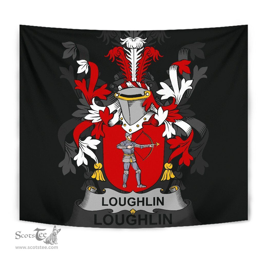 Irish Loughlin or O'Loughlin Coat of Arms Family Crest Ireland Tapestry Irish Tapestry