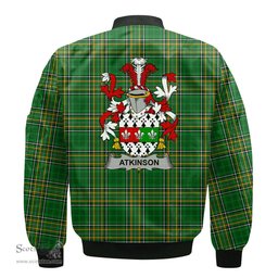 Irish Atkinson Coat of Arms Family Crest Ireland Bomber Jacket Irish National Tartan Irish County Jacket