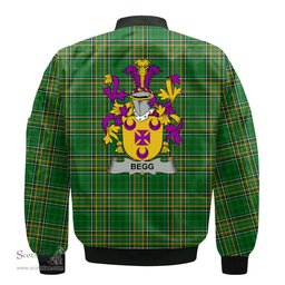 Irish Begg Coat of Arms Family Crest Ireland Bomber Jacket Irish National Tartan Irish County Jacket