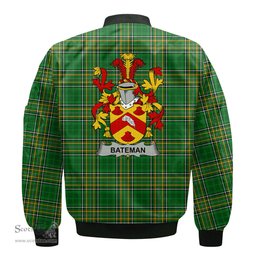 Irish Bateman Coat of Arms Family Crest Ireland Bomber Jacket Irish National Tartan Irish County Jacket