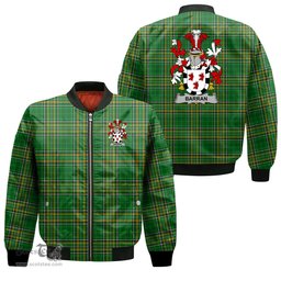 Irish Barran Coat of Arms Family Crest Ireland Bomber Jacket Irish National Tartan Irish County Jacket