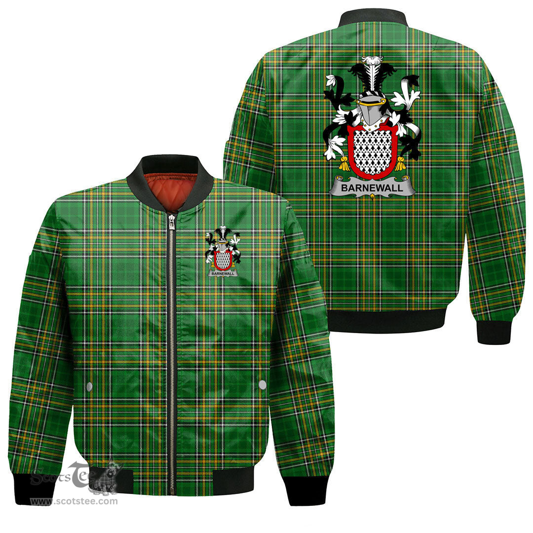 Irish Barnewall Coat of Arms Family Crest Ireland Bomber Jacket Irish National Tartan Irish County Jacket