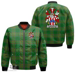 Irish Carpenter Coat of Arms Family Crest Ireland Bomber Jacket Irish National Tartan Irish County Jacket