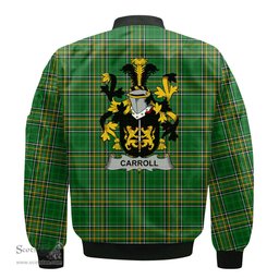 Irish Carroll or O Carroll Coat of Arms Family Crest Ireland Bomber Jacket Irish National Tartan Irish County Jacket