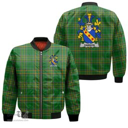 Irish Dawson Coat of Arms Family Crest Ireland Bomber Jacket Irish National Tartan Irish County Jacket
