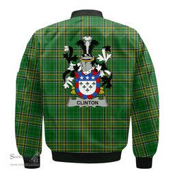 Irish Clinton Coat of Arms Family Crest Ireland Bomber Jacket Irish National Tartan Irish County Jacket