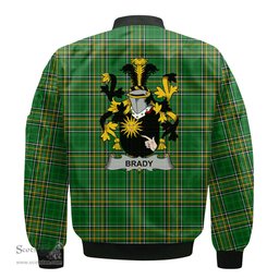 Irish Brady or McBrady Coat of Arms Family Crest Ireland Bomber Jacket Irish National Tartan Irish County Jacket