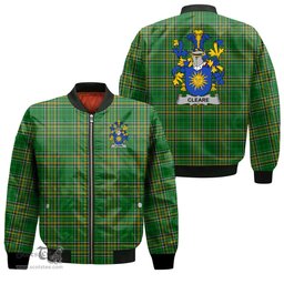 Irish Cleare Coat of Arms Family Crest Ireland Bomber Jacket Irish National Tartan Irish County Jacket