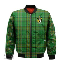 Irish Brownlow Coat of Arms Family Crest Ireland Bomber Jacket Irish National Tartan Irish County Jacket
