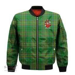 Irish Chevers Coat of Arms Family Crest Ireland Bomber Jacket Irish National Tartan Irish County Jacket