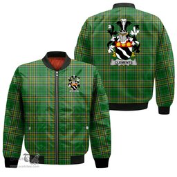 Irish Clements Coat of Arms Family Crest Ireland Bomber Jacket Irish National Tartan Irish County Jacket