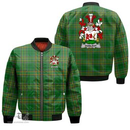 Irish Donlevy or O Donlevy Coat of Arms Family Crest Ireland Bomber Jacket Irish National Tartan Irish County Jacket