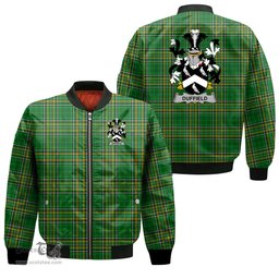 Irish Duffield Coat of Arms Family Crest Ireland Bomber Jacket Irish National Tartan Irish County Jacket