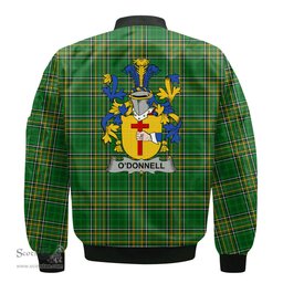Irish Donnell or O Donnell Coat of Arms Family Crest Ireland Bomber Jacket Irish National Tartan Irish County Jacket