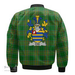 Irish Cox Coat of Arms Family Crest Ireland Bomber Jacket Irish National Tartan Irish County Jacket