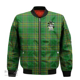 Irish Denn Coat of Arms Family Crest Ireland Bomber Jacket Irish National Tartan Irish County Jacket