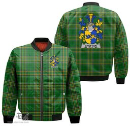 Irish Crofton Coat of Arms Family Crest Ireland Bomber Jacket Irish National Tartan Irish County Jacket
