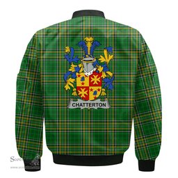 Irish Chatterton Coat of Arms Family Crest Ireland Bomber Jacket Irish National Tartan Irish County Jacket