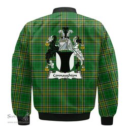 Irish Connaughton Coat of Arms Family Crest Ireland Bomber Jacket Irish National Tartan Irish County Jacket