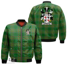 Irish Donegan or O Donagan Coat of Arms Family Crest Ireland Bomber Jacket Irish National Tartan Irish County Jacket