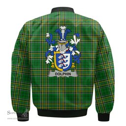 Irish Dolphin or Dolphyn Coat of Arms Family Crest Ireland Bomber Jacket Irish National Tartan Irish County Jacket