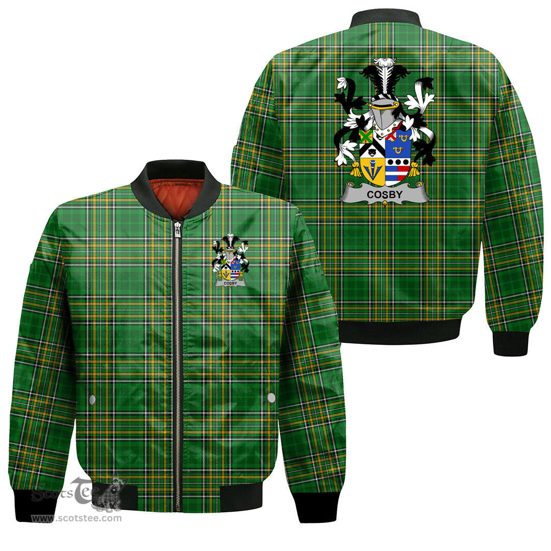 Irish Cosby Lord Sydney Coat of Arms Family Crest Ireland Bomber Jacket Irish National Tartan Irish County Jacket