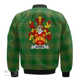 Irish Dennis Coat of Arms Family Crest Ireland Bomber Jacket Irish National Tartan Irish County Jacket