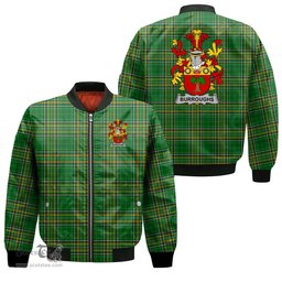 Irish Burroughs Coat of Arms Family Crest Ireland Bomber Jacket Irish National Tartan Irish County Jacket