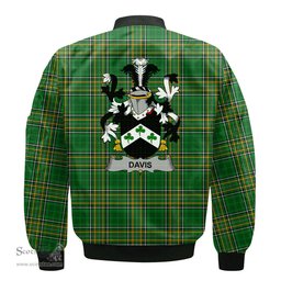 Irish Davis Coat of Arms Family Crest Ireland Bomber Jacket Irish National Tartan Irish County Jacket