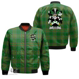 Irish Davis Coat of Arms Family Crest Ireland Bomber Jacket Irish National Tartan Irish County Jacket