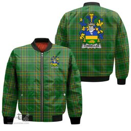 Irish Connellan or O Connellan Coat of Arms Family Crest Ireland Bomber Jacket Irish National Tartan Irish County Jacket