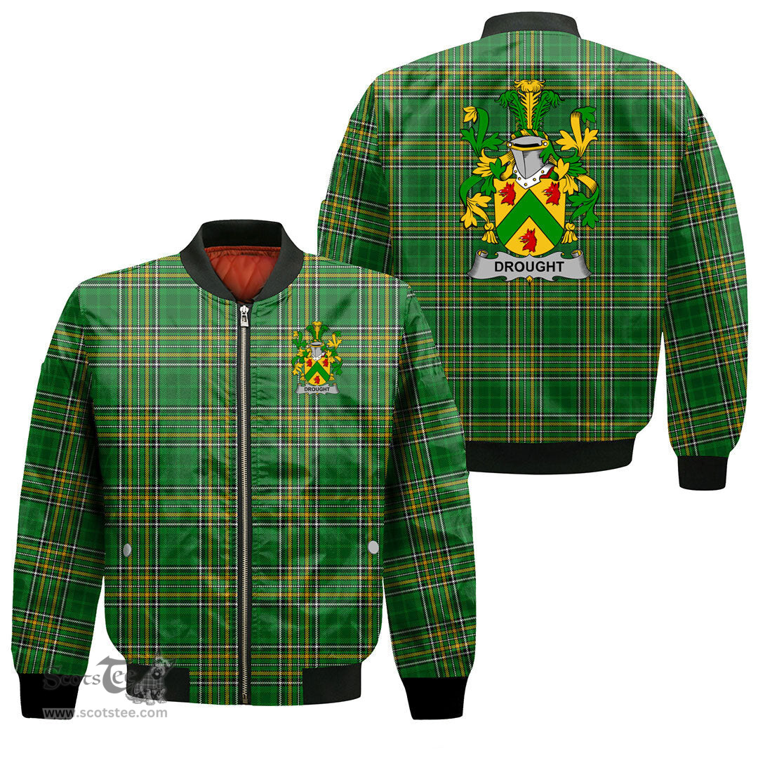 Irish Drought Coat of Arms Family Crest Ireland Bomber Jacket Irish National Tartan Irish County Jacket